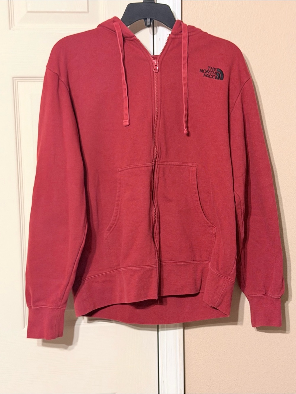 The North Face Men's Dark Red Full-Zip Hoodie Sweatshirt